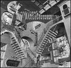 Relatividad, M.C. Escher, 1953